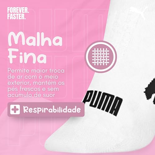 PUMA Kit 6 Pares Meia Invisível Sapatilha Adulto Feminina, 995-998, 34-39