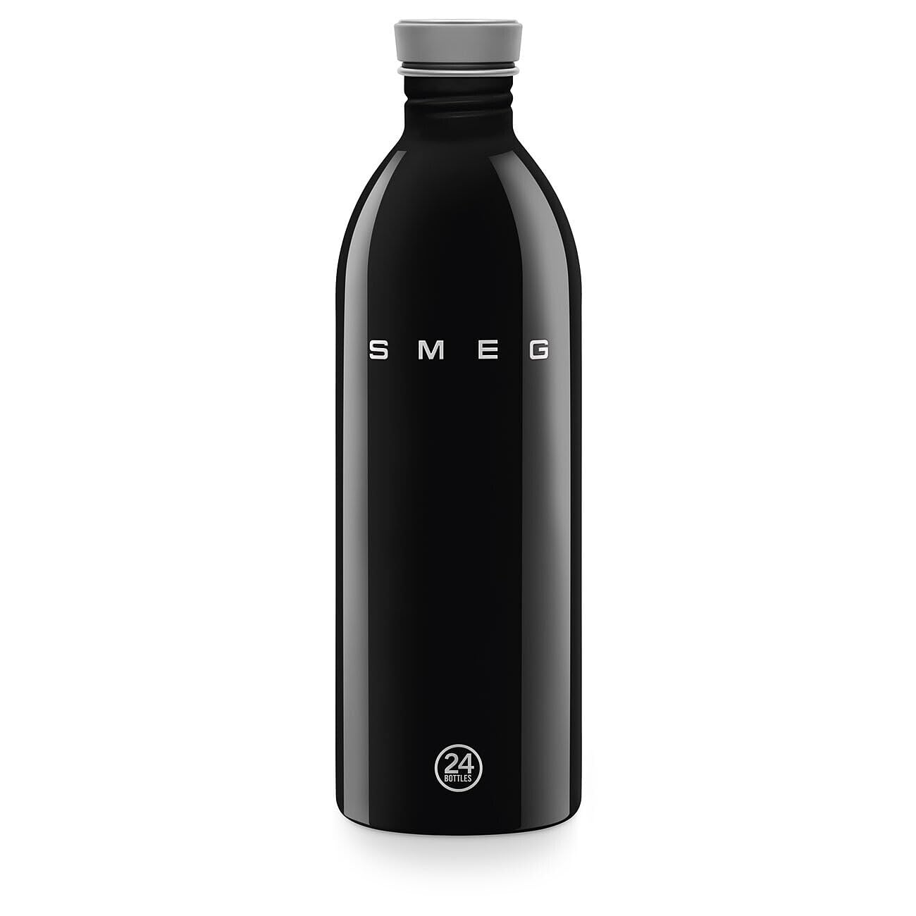 Smeg x 24Bottles Urban Bottle, Borraccia Classica 1 litro WBF02BL, in Acciaio Inox Alimentare 18/8, Non Termica, Chiusura Ermetica, Nero