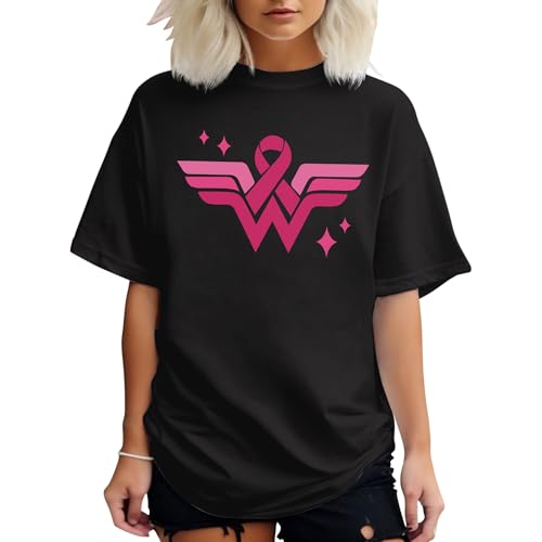 Breast Cancer Awareness Shirt – Breast Cancers T-Shirt – Pink Ribbon Shirts for Women – Cancer Awareness Gifts (Black,XL)