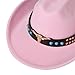 Willheoy Kids Cowboy Hat for Girls Boys Girls Western Cowgirl Hat with Buckle Belt Unisex Wide Brim Fedora Hat (US, Numeric, 6 1/2, Pink)