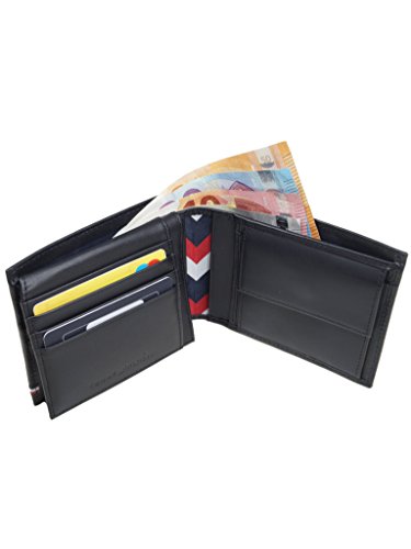 Image of Tommy Hilfiger Selvedge Emboss Cc Flap Coin, Men's Wallet, Black, 2.5x10x13.5 cm (B x H T)