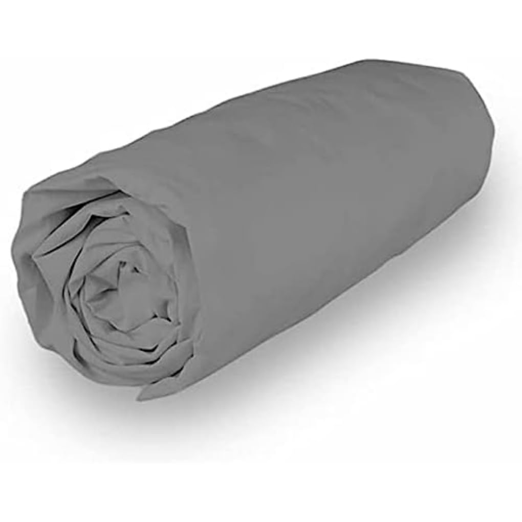 Soleil d'ocre Percale Fitted Sheet, Cotton, Grey, 180 x 200 cm