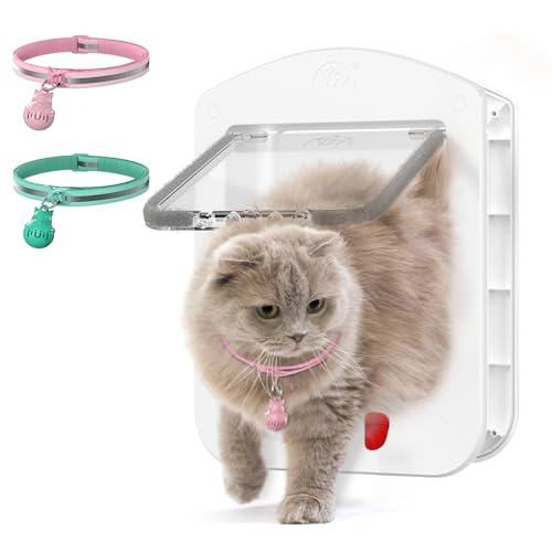 HIDROSIL Cat Door with Collar Sensor Cat Door with Magnetic Keys and 2 Sensor Keys White Frame 11.5 x 9 x 1.5 inches