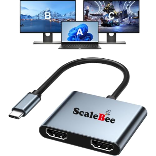 Image of Scalebee USB Type C Dual HDMI Adapter Splitter Extended 4K@60hz