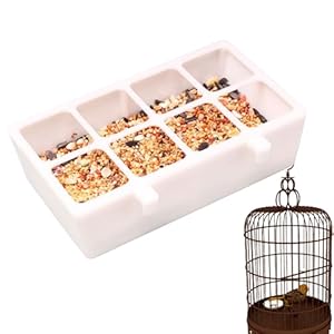 Bird Cage Feeder, 8-Grid Anti-Spill Design, 6.3×3.5×1.73in Parrot Feeding Station, Easy Mount Bird Feeder for Morning Feeding, Courtyard, Balcony, Wall, Yard, Gazebo, Garden, Deck