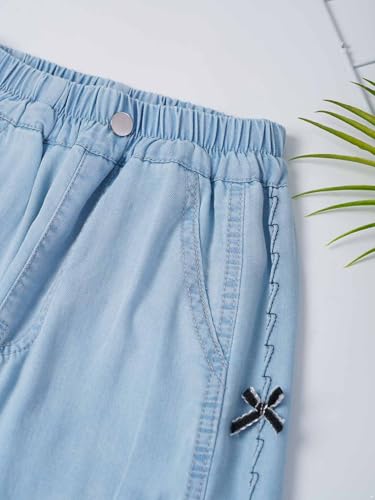 YiZYiF Girl's Baggy Long Pants Cute Wide Leg Flared Jeans Casual School Clothes High Waisted Denim Bottoms4