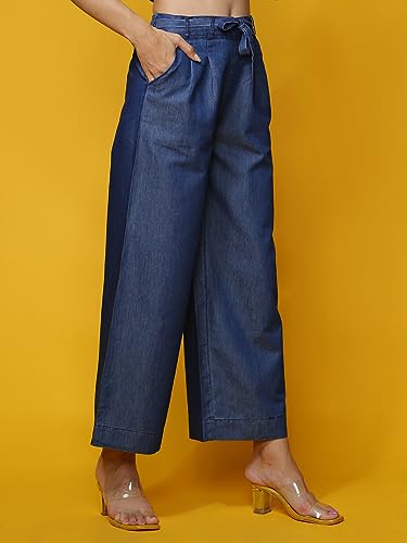 Image of NOVIO Cotton Blend Women Mid Rise Fashion Palazzo for Women