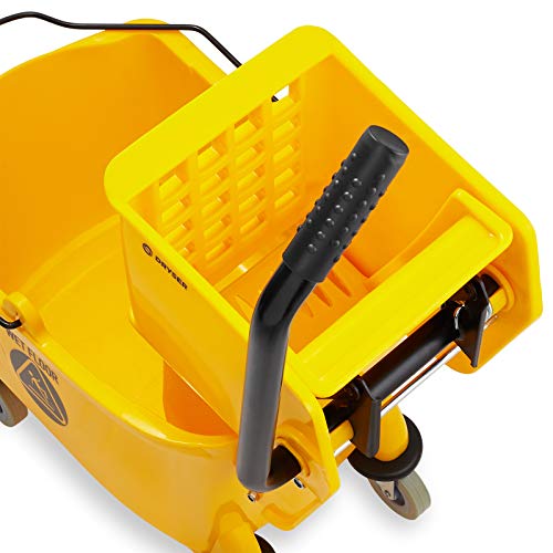 Dryser Commercial Mop Bucket with Side Press Wringer, 26 Quart, Yellow