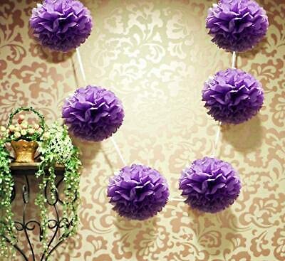 Tissue Pom Pom Garland 9 ft long in Purple