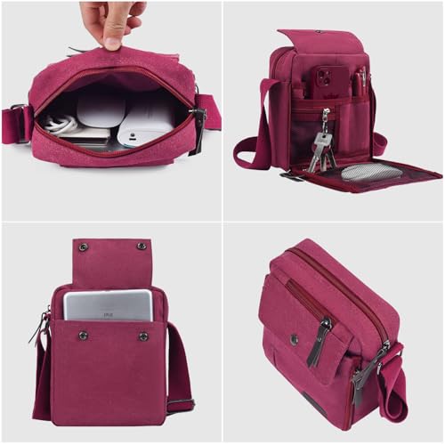 Canvas Vintage Messenger Bag Mini Crossbody Bag Shoulder Bag for Men, Small Messenger Satchel Bag Purse for Women4
