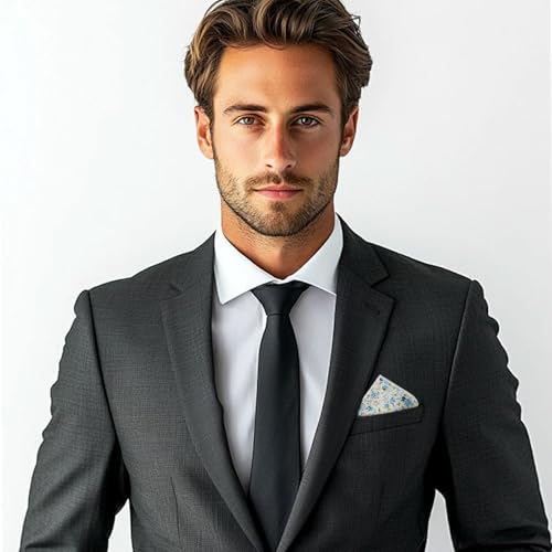Image of Floral Pocket Squares for Men with Holder Printed Flower Mens Handkerchief Cotton Suit Pocket Hanky for Wedding