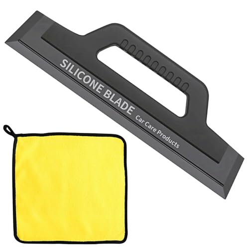 Silikon Abzieher Auto Wasserabzieher Silikon Silikonlippe Wasserabstreifer Wasser Auto Rakel Wasser Blatt mit Carbon Glastuch Auto Wasserschieber für Fenster Spiegel und Dusche ohne Verkratzen 30cm
