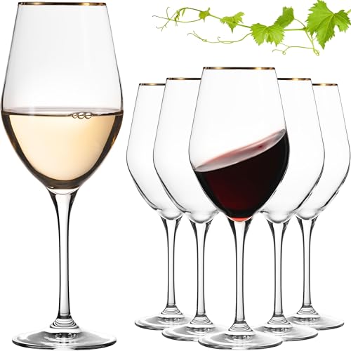 IMPERIAL Weingläser mit Goldrand 300ml Set 6-Teilig Universalweingläser...