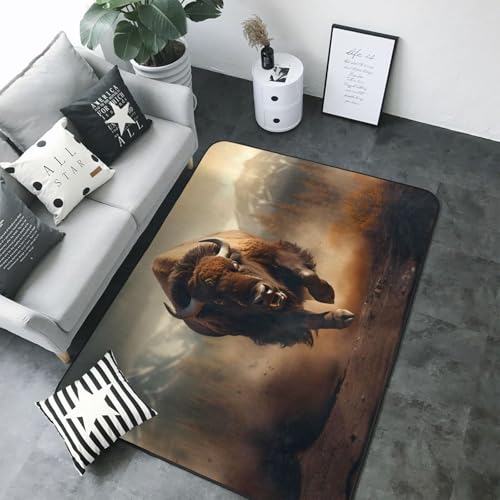 Tapis de sol salon HYTTER Bison Run - Grand tapis doux 203x147 cm pour votre intérieur
