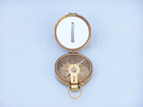 Brújula clinómetro náutica Hampton Nautical con caja de madera 4" miniatura 6