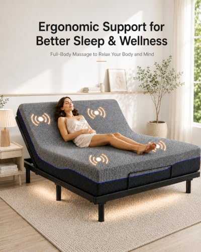Image of Marsail Twin XL Adjustable Bed Frame with Massage and Remote,Electric Bed