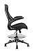OfficeFactor 300 Lbs Ergonomic Drafting Chair Tall Office Chair Standing Desk Chair Flip up Armrests Molded Foam Seat with Adjustable Footrest Ring Lumbar Support (Black MESH Fabric)