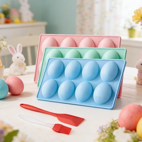 Moule silicone œuf de Pâques antiadhésif lot de 3 pour chocolat