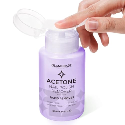 Nail Polish Remover: 180ml Acetone Gel Nail Polish Remover with Push-down Pump Enriched Removes for All Types of Nail Polish Gel Polish Nail Glue Acrylic Gels Nail Tip & Glue - Grape Scent