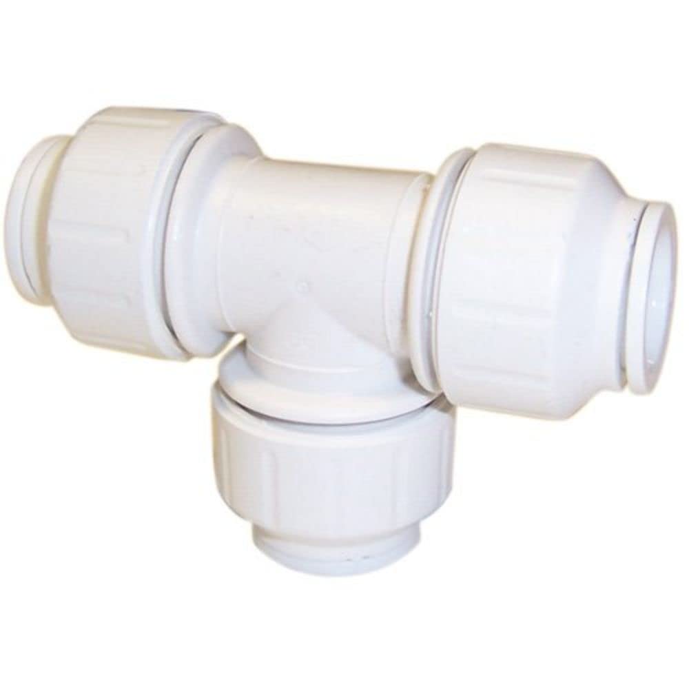 Merriway BH04165 (5 Pcs) Push-Fit Equal Tee Connector, White 22 mm - Pack of 5 Pieces