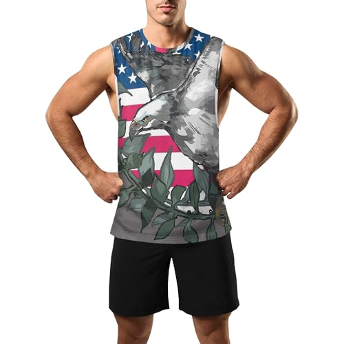 Image of Zhyaj Summer Tanks Top for Men Flag Graphic Print Sleeveless Shirts Casual Working Out Vest T-Shirts Loose-Fit Men's Tank