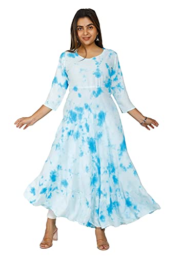 Kurta bleu pour femme fluide en rayonne douce infroissable