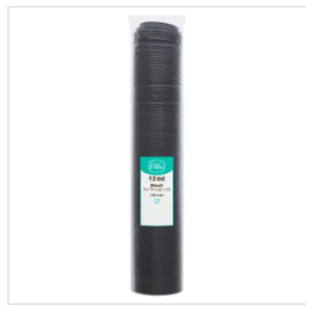 FyNite 100 Black Sip Through Lids 12oz | Approx 100 per Case| Case of 1