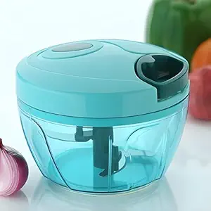 Manual Handy Chopper 500 ml | Stainless Steel 3 Blade Vegetable Chopper with Mixer Blade | Onion Chopper | Handy Dori Chopper (Green)