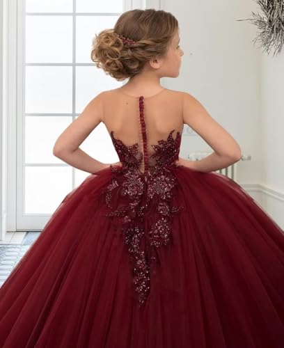 dideyttawl Lace Appliqued Flower Girl Dress Tulle Embroidery Strapless Full Length Pageant Dress Birthday Party Ball Gown3