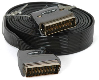 RO&CO Cavo EUROCONNETTORE piatto 3 m - Cavo da scart a scart da 3 m di lunghezza. Connettori metallici. Cavo piatto.