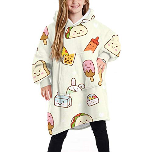 Sweat à capuche géant en polaire sherpa avec grande poche pour enfants et adolescents. - Rouge - Taille Unique Cover