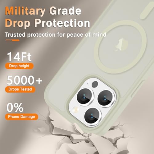 Image of YENAPOON for iPhone 15 Pro Max Case, Matte Magnetic Phone Cover [with 1 Screen Protector] [Support for MagSafe] [Shockproof Military Grade Protection] Translucent Frosted Back, Cream White