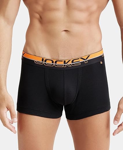 Image of Jockey FP03 Men's Super Combed Cotton Rib Solid Trunk with Ultrasoft Waistband