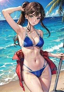 ビキニ姿の女性ポスター Amazon.co.jp: A4ポスター AI美女 美少女 水着 かわいい