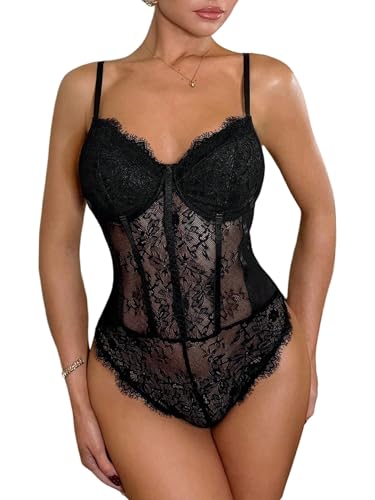 Body en dentelle pour femme avec bretelles col en cœur chic pour tenue rave festive