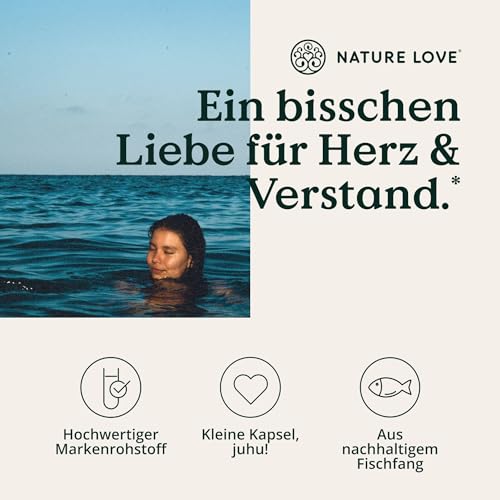 Nature Love Omega 3 - hochdosiert mit 650mg Omega 3 Fettsäuren pro Tagesdosis - 365 kleine Kapseln mit Spitzenrohstoff AlaskOmega® (MSC-zertifiziert) - ohne Zusätze in Deutschland produziert 3