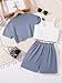 Ecolala Girl's Summer 3 Piece Outfits Graphic Short Sleeve Crop Top Cami and Shorts Clothes Set Blue 11-12Y