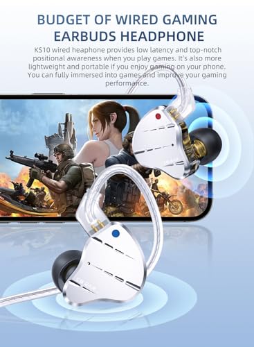 Image of KBEAR KS10 HiFi IEM, 4BA+1DD Hybrid Driver in Ear Monitor, Wired Gaming Earbuds Headphone, Musician in-Ear Earphone with Detachable Cable for Singers, Microphone Optional (Black, Without Mic)