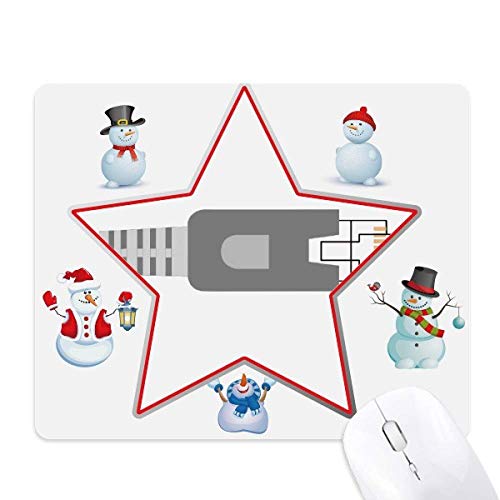 Tapis de souris de Noël avec bonhomme de neige et circuit étoile pour bureau