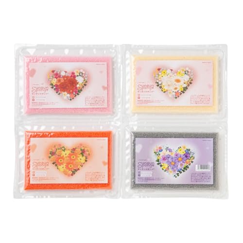 サンサンスポンジ スポンジ 4個セット ギフト プレゼント キッチンスポンジ 食器洗い お風呂 レンジ周り 用途いろいろ 驚きの水切れ&泡立ち 丈夫で長持ち 台所用品 キッチン用品 ハートフル TypeB