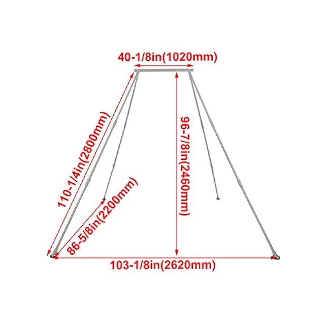Kojem 8.1' Aerial Yoga Swing Stand Yoga Frame Sling Inversion Aluminum Triangle Structure for Indoor Outdoor Hammocks Pull-up Poles Swings 8.1 FT Height Support Up to 550lbs