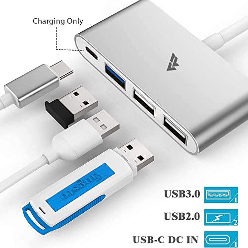 Image of Vaku Luxos USB Type C Hub QUARDO 4IN1 multiport USB 3.0 High-Speed Adapter connector (5GBPS) data transfer Converter Extension Compatible with Macbook Air Pro, Laptop & Other Type C Devices