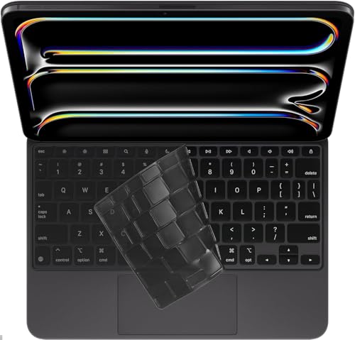 ProElife Keyboard Cover Skin for 2025 2024 iPad Pro 11-inch M5 M4 Chip (A3357-A2836) Magic Keyboard US Enter TPU Protector for iPad Magic Keyboard M5 M4 iPad Pro 11 2025 Accessory (Tinting Black)