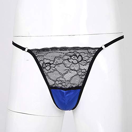 iiniim Men's Unlined Satin Lace G-String Thong Underwear Sissy Panties Cheeky Bikini Thongs3