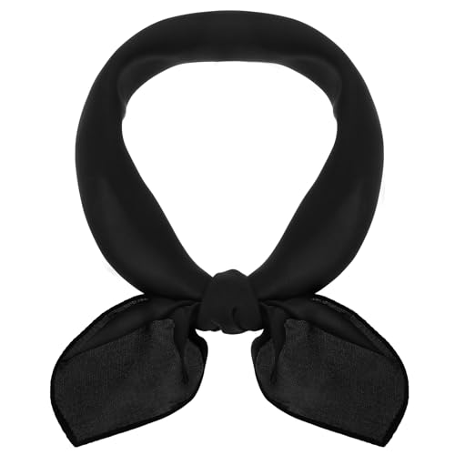 Black Head Scarf for Women - 27.5x27.5inch Square Solid Silk Headband Satin Hair Black Silk Scarf Satin Bandana