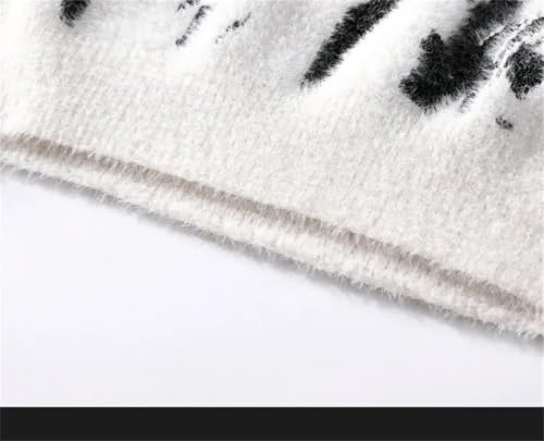 ERFMFKL Men Casual Round Neck Sweaters Oversized Graphic Knitted Jumper Thick Long Sleeves Top4