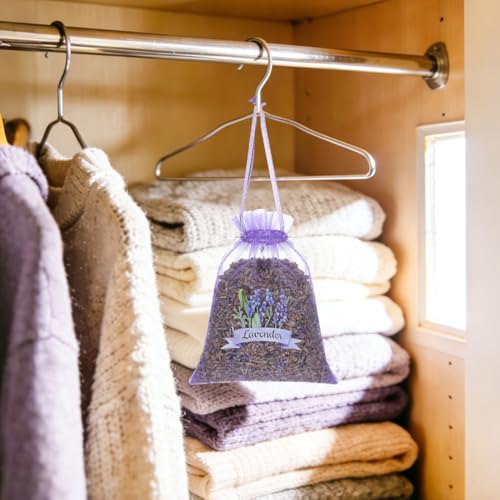 Image of PRETYZOOM 10pcs Lavender SachetS Empty Drawstring Mesh Bags for Storing Dried Lavender Petals Jewelry Elegant Organza Design for Home Decor and Present