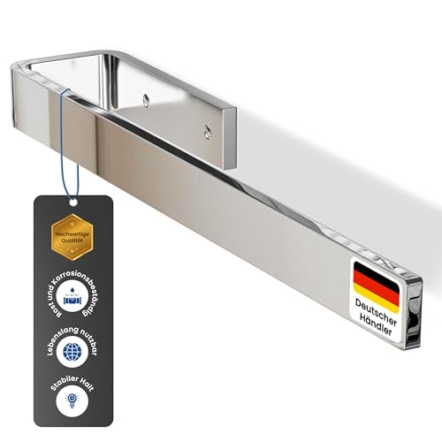 rtmr Handtuchhalter Schrankmontage zum Bohren Chrom Premium Gästehandtuchhalter aus Aluminium 38 cm Handtuchstange platzsparend Ideal für Bad & Gäste-WC