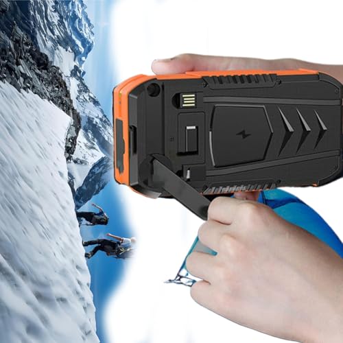Generador de mano recargable solar con luz LED para camping y carga USB de emergencia