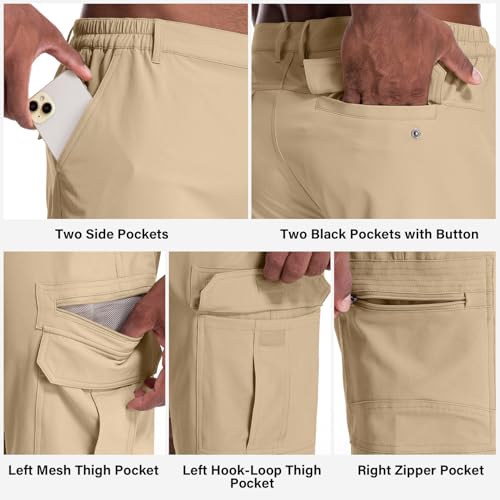 Image of Jessie Kidden Mens Cargo Shorts Expandable Waist Quick Dry Hiking Shorts